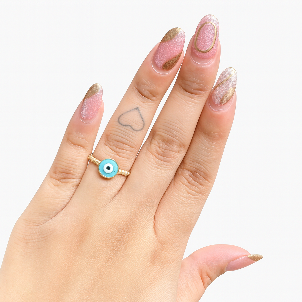 Blue Aura Evil Eye Beaded Ring