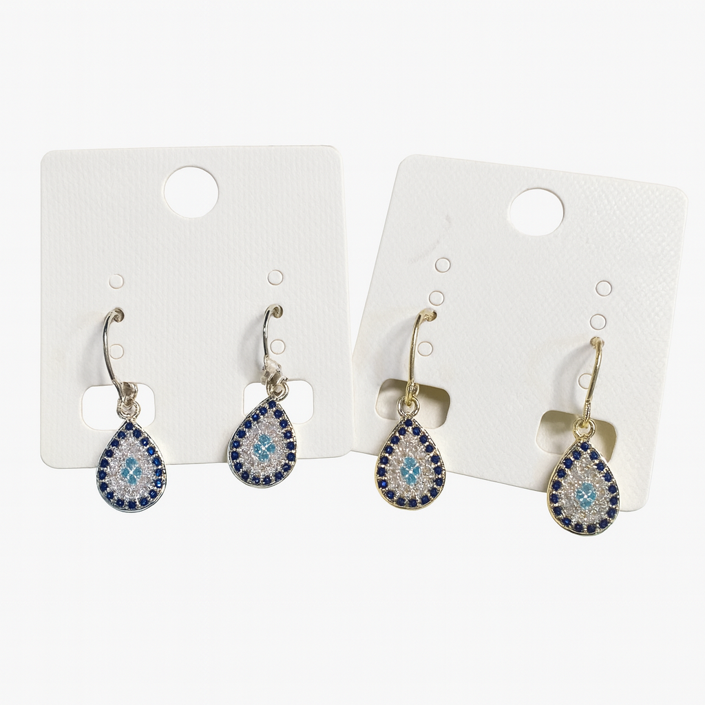 Blue Halo Teardrop Pavé Hoop Earrings