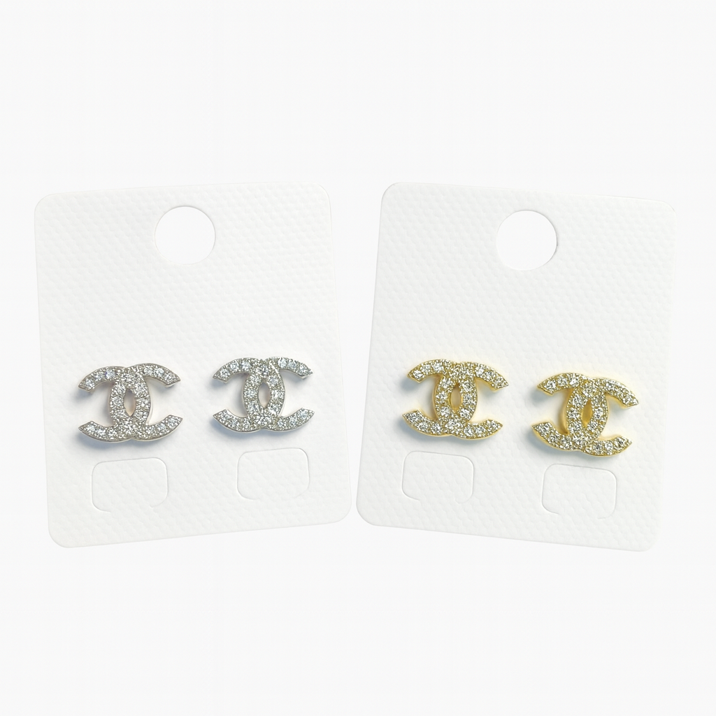Crystal Couture Double-C Logo Stud Earrings