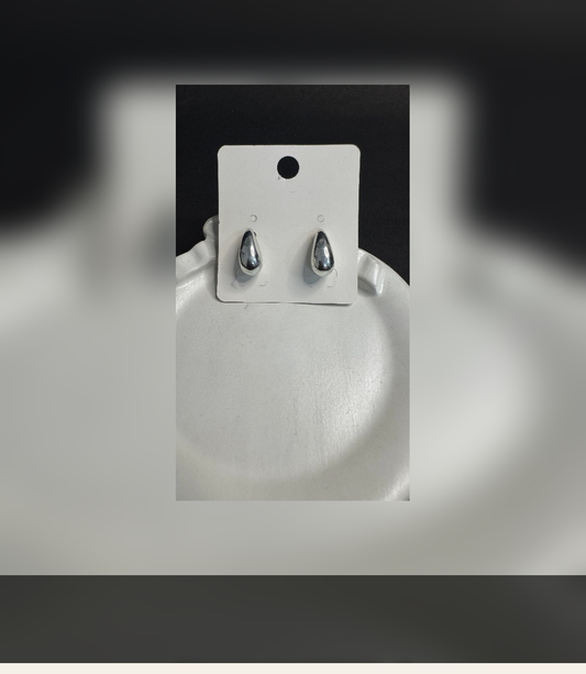 Silver Droplet Minimalist Stud Earrings