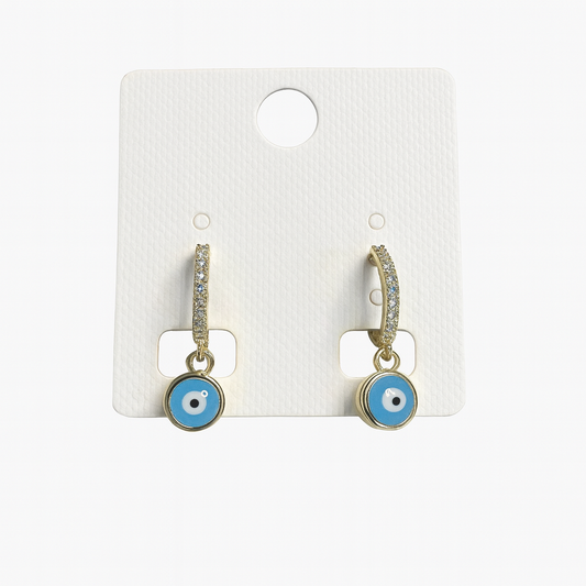 Aqua Guardian Blue Evil Eye Hoop Earrings