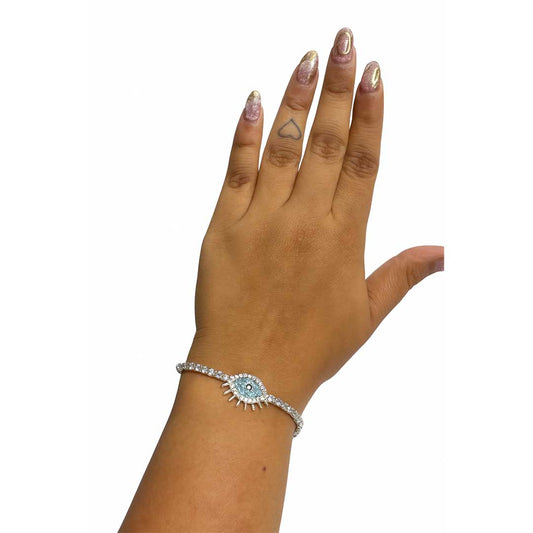 Blue Aura Evil Eye Tennis Bracelet