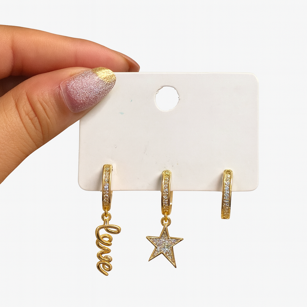 Celestial Love Trio Hoop Earring Set
