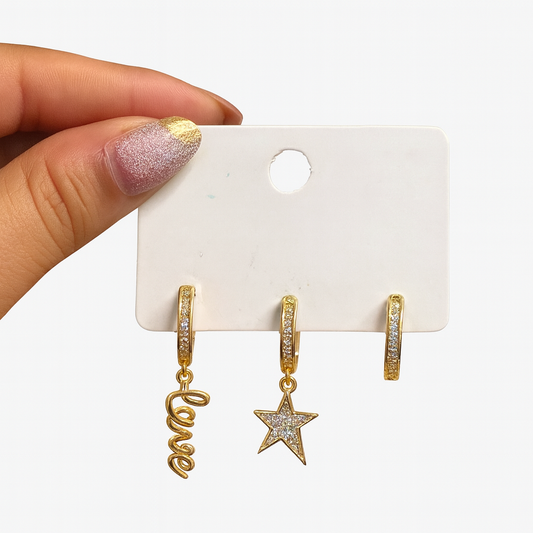 Celestial Love Trio Hoop Earring Set