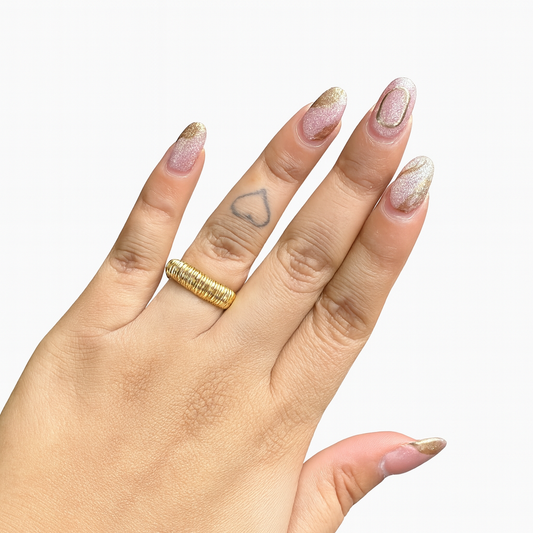 Golden Ribbed Luxe Band Ring