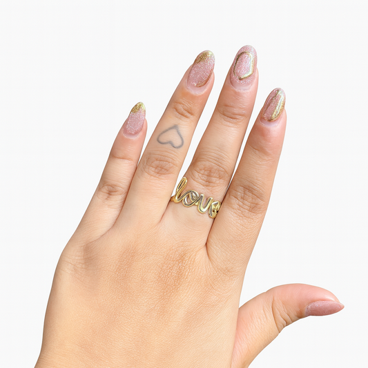 Golden Script Love Ring