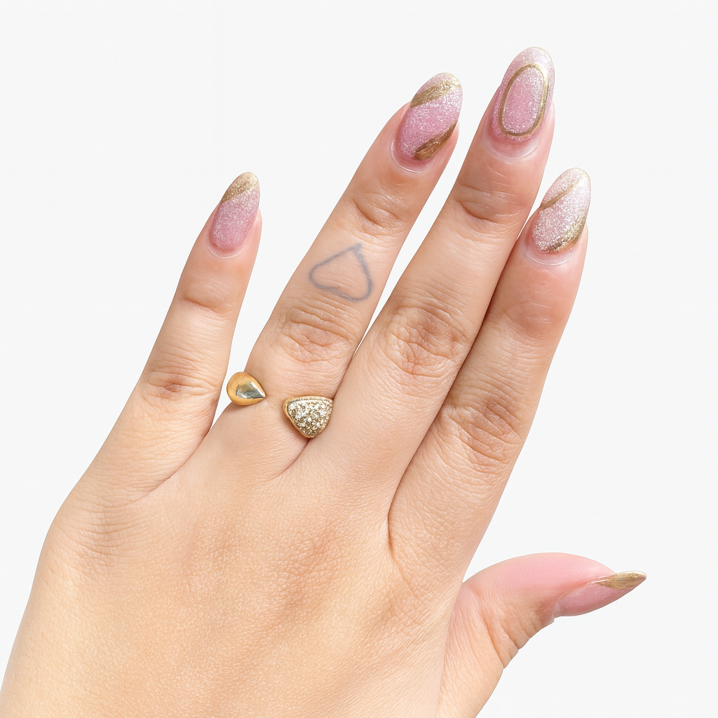 Golden Teardrop Open Pavé Ring