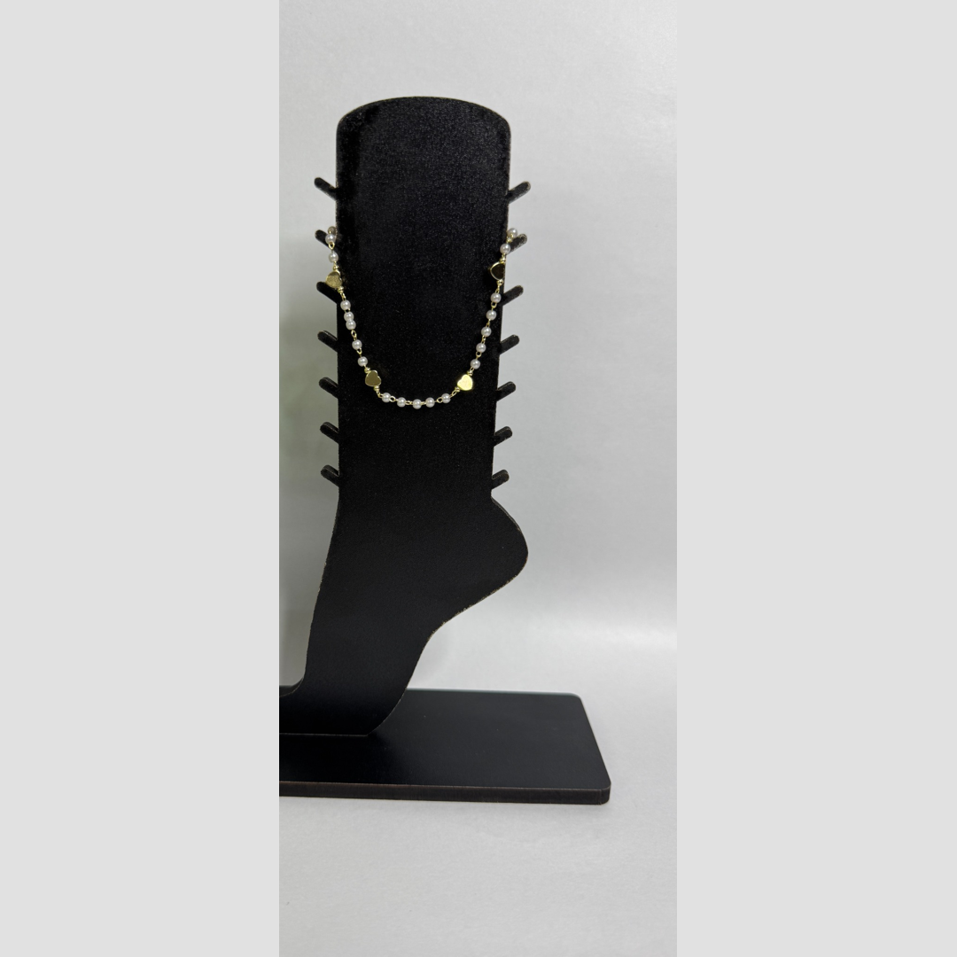 Golden Heart Pearl Anklet