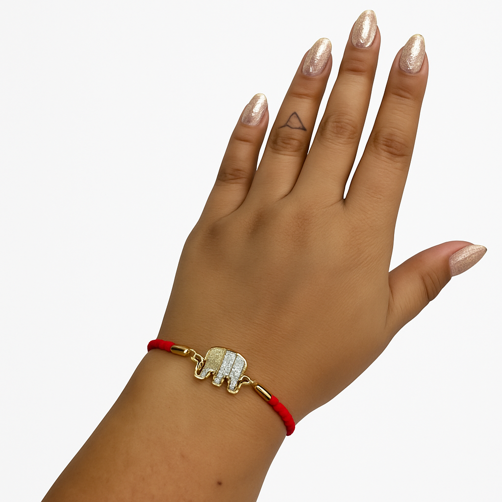 Lucky Elephant Red Cord Bracelet