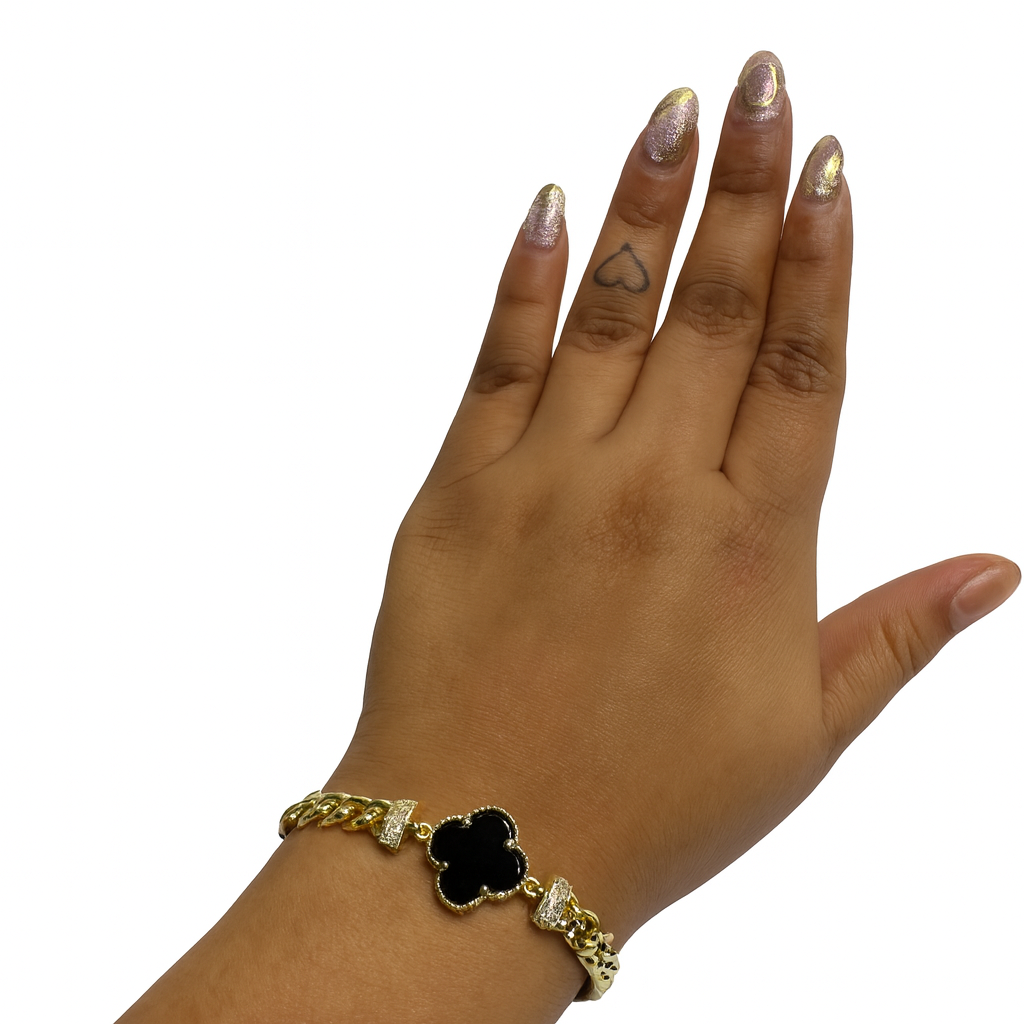 Midnight Clover Chain Bracelet
