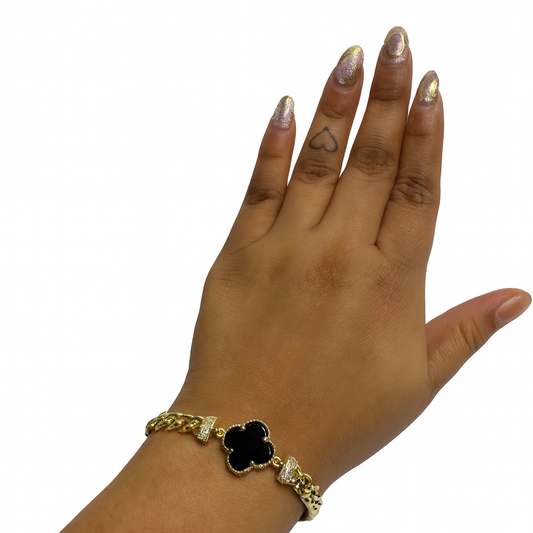 Midnight Clover Chain Bracelet