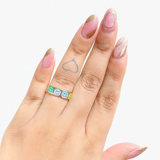 Rainbow Smiley Mood Band Ring