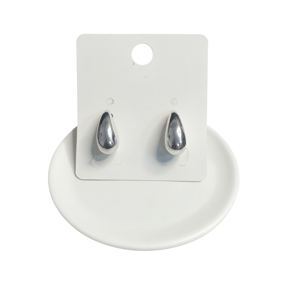 Silver Droplet Minimalist Stud Earrings