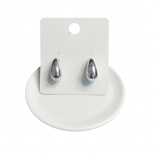 Silver Droplet Minimalist Stud Earrings