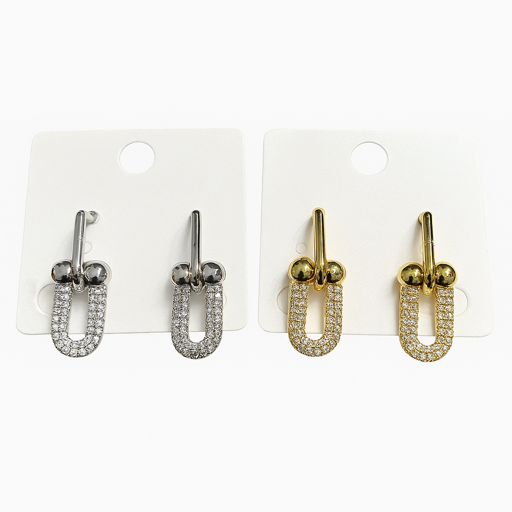 Urban Luxe Dual-Tone U-Bar Stud Earrings